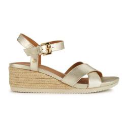 Geox D Ischia Corda C Wedge Sandal, LT Gold, 40 EU von Geox