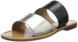 Geox D Sozy S Flat Sandal, Black/LT Gold, 36 EU von Geox