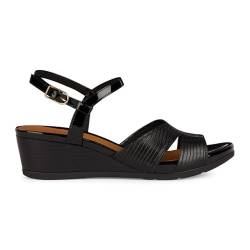 Geox Damen D MARYKARMEN A Wedge Sandal, Black, 37 EU von Geox