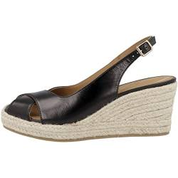 Geox Damen D PANAREA Espadrille Wedge Sandal, Black, 39 EU von Geox