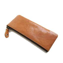 GerRit Federmäppchen aus Leder Bleistiftkasten mit Reißverschluss Leder Makeup Case Kosmetikbeutel für Arbeit, Büro (Farbe : Yellow Brown, Size : 20x8x1cm) von GerRit