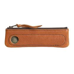 GerRit Federmäppchen aus Leder Leder Bleistiftkoffer Reißverschluss Stift Fall Schreibwaren Tasche Zipper Beutel Bleistifthalter für Arbeit, Büro (Farbe : Yellow Brown, Size : 17x5x1cm) von GerRit