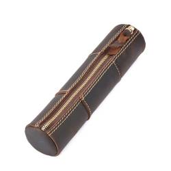 GerRit Federmäppchen aus Leder Leder-Reißverschluss-Stifttasche, handgefertigte Stifttasche, Schreibwaren-Aufbewahrungstasche für Arbeit, Büro (Farbe : Coffee, Size : 20.5x5.2cm) von GerRit