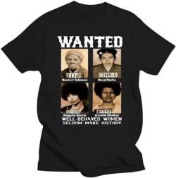 Mens Clothing Wanted Harriet Tubman Rosa Parks Angela Davis Assata Black Men Print T-Shirt Fashion Top Cotton Casual O Neck Top Black Size L von GerRit