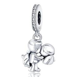 Geralin Gioielli Damen Charm-Anhänger Liebespaar Strass Charm Beads 925 Sterling Silber Spacer Metallperle Für Frauen Mädchen Geschenk von Geralin Gioielli