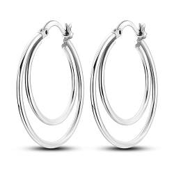 Geralin Gioielli Damen Ohrringe - 925 Sterling Silber Ohrhänger - 31,7mm Creolen - Hypoallergener Modeschmuck für Frauen von Geralin Gioielli