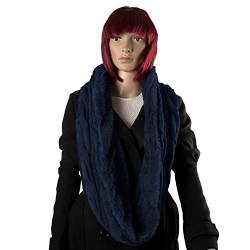 Geralin Gioielli Damen Schal Langer Loopschal mit Zopf Muster in Blau Winterschal Strickschal von Geralin Gioielli