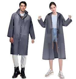 Gerhannery Regenponcho Wasserdicht mit Tasche, 2 Stück Wiederverwendbar Regencape EVA Regenmantel Festival, Unisex Regenumhang für Erwachsene Festival Regenponcho für Damen & Herren (Grau) von Gerhannery