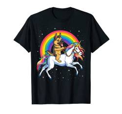 Deutscher Schäferhund Einhorn T-Shirt Mädchen Weltraum Galaxy Regenbogen T-Shirt von German Shepherd DU Clothing