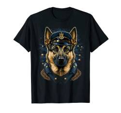 Polizistin Elsatian Cop Hund auf Polizei Deutscher Schäferhund T-Shirt von German Shepherd lover apparel for Alsatian owner