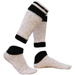 German Wear, 2-teilig Loferl Trachtensocken Trachten strümpfe Wadenwärmer, Größe:43-46;Sockenfarbe:Weizen/Braun von German Wear