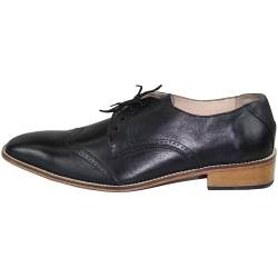 German Wear, Derby Business-Schuhe Halbschuhe Lederschuhe mit Ledersohle Schuhe schwarz, Schuhgröße:45 von German Wear