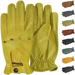 German Wear, Herren Driving Autofahrer-Handschuhe Lederhandschuhe, Größe:8=M, Farbe:Gelb von German Wear