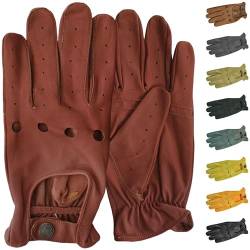 German Wear, Herren Driving Autofahrer-Handschuhe Lederhandschuhe, Größe:9=L, Farbe:Rotbraun von German Wear