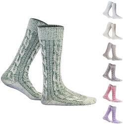 German Wear, Kurze Trachtensocken Trachtenstrümpfe Zopf muster Socken 44cm, Größe:38-40;Sockenfarbe:Grün/Natur von German Wear