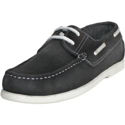 German Wear Bootsschuhe Halbschuhe aus Nubukleder Segelschuhe Schuhe schwarz/weiß, Schuhgröße:42 von German Wear