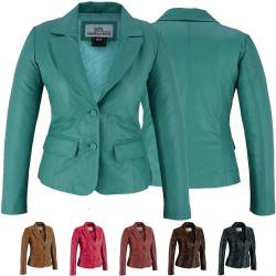 German Wear Damen Lederblazer Lederjacke Blazer Echtleder Jacke aus Lammnappa Leder, 38/M, Grün von German Wear