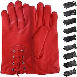 German Wear Damen Lederhandschuhe Lammnappa Handschuhe echtleder winter Handschuhe Gl-24 Rot - L=8 Handumfang 22cm von German Wear