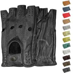 German Wear Driving Halbfinger Fingerlose Autofahrer-Handschuhe Lederhandschuhe, 9=L, Schwarz von German Wear