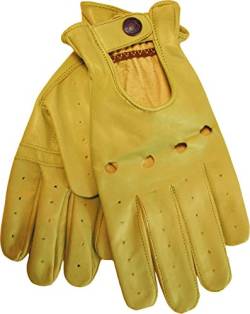 German Wear Herren Driving Autofahrer-Handschuhe Lederhandschuh in gelb L von German Wear