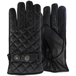 German Wear Herren Lederhandschuhe Lammnappa Handschuhe echtleder Steppmuster schwarz, Size:8=M von German Wear