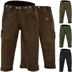 German Wear Jagd Lederhose Kniebundhose Jägerhose Trachtenlederhose Büffelleder, 58/3XL, Dunkelbraun von German Wear