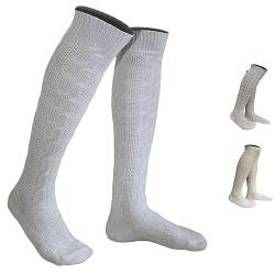 German Wear LANGE Trachtensocken Trachtenstrümpfe Zopf Socken 70cm, 38-40, Weiss von German Wear