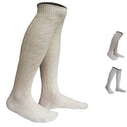 German Wear LANGE Trachtensocken Trachtenstrümpfe Zopf Socken 70cm, 41-43, Natur von German Wear