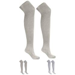 German Wear LANGE Trachtensocken Trachtenstrümpfe Zopf Socken 70cm, 44-46, Natur von German Wear