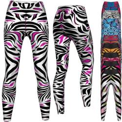 German Wear Leggings Sehr dehnbar Fitness Sport Yoga Gymnastik Training Tanzen Freizeit, 38/M, GYM-8043 Schwarz Weiß Rosa von German Wear