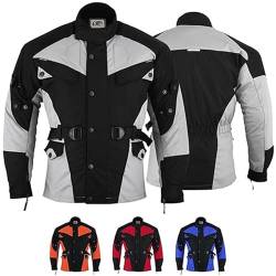 German Wear Motorradjacke Herren mit Protektoren textil bikerjacke wasserabweisend winddicht motorrad leicht codura kombi lange jacke Grau - 56 von German Wear