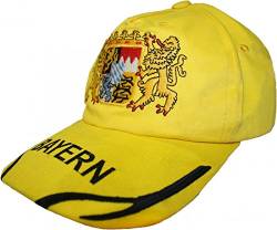 German Wear Trachten Basecap Cappe Hut Bayernmuster mit gesticktem Bayerischen Wappen, Farbe:Gelb von German Wear