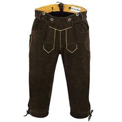 German Wear Trachten Lederhose Rindsvelour Oktoberfest Ohne Stickerei, Größe:52, Farbe:Dunkelbraun von German Wear