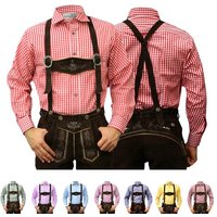 German Wear Trachtenhemd GW120xx Karo Trachtenhemd Langarm kariert rot blau grün rosa gelb von German Wear