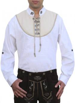 German Wear Trachtenhemd für Trachten Lederhosen Trachtenmode weiß, Hemdgröße: S von German Wear