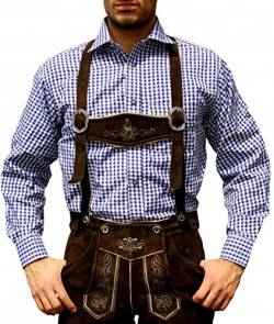 German Wear Trachtenhemd für Trachtenlederhosen Trachtenmode Blau/karo 100% Baumwolle, Hemdgröße:XL von German Wear