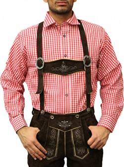 German Wear Trachtenhemd für Trachtenlederhosen Trachtenmode rot/kariert 100% Baumwolle, Hemdgröße: XL von German Wear