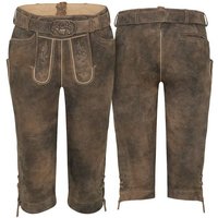 German Wear Trachtenlederhose 134-D Brunold/Caribo Herren Trachtenhose Lederhose Knielang Gürtel Ziegenvelour bestickt von German Wear