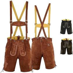 German Wear Trachtenlederhosen für Herren mit Hosenträgern, Größe:50, Farbe:Kastanienbraun von German Wear