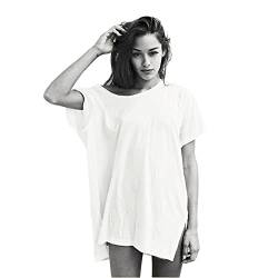 Oversize T Shirt Kleid Damen Sommer Vintage Weiß Schwarz Locker Long Lang Basic Kurzarm Tunika Oberteile Große Größen (as3, Alpha, s, Plus, Regular, Schwarz) von Germinate