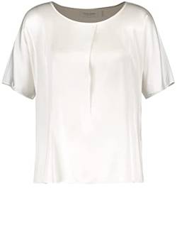 Gerry Weber Damen Blusenshirt mit gelegter Falte am Ausschnitt Kurzarm, überschnittene Schultern unifarben Off-White 40 von Gerry Weber
