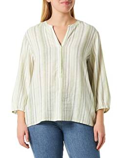 Gerry Weber Damen Gestreifte 3/4 Arm Bluse mit Leinenanteil 3/4 Arm, Ballonärmel gestreift Grün Streifen 34 von Gerry Weber