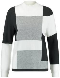 Gerry Weber Damen Pullover mit Turtleneck und Jaquard-Strick Langarm Jacquard, kariert Schwarz/Ecru/Weiss Gemustert 46 von Gerry Weber