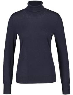 Gerry Weber Damen Rollkragenpullover mit Strickdetail Langarm, breite Rippenbündchen unifarben, Melange Navy 40 von Gerry Weber