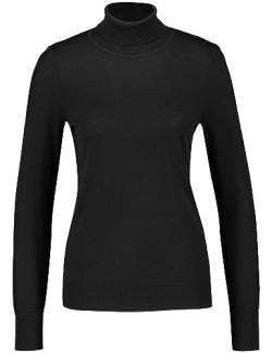 Gerry Weber Damen Rollkragenpullover mit Strickdetail Langarm, breite Rippenbündchen unifarben, Melange Schwarz 44 von Gerry Weber