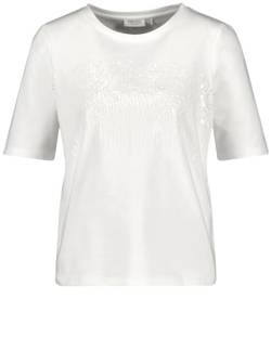 Gerry Weber Damen Softes T-Shirt mit Paillettenbesatz am Frontteil Kurzarm unifarben Off-White 38 von Gerry Weber