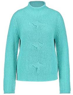 Gerry Weber Damen Strickpullover mit Stehkragen und Zopfmuster Langarm unifarben, Melange Aquamarine 40 von Gerry Weber