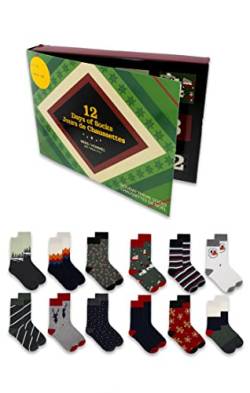 Gertex Herren Premium Weihnachtssocken Adventskalender | 12 Tage Socken | Sockengröße 44-47 | inklusive 12 Crew-Socken, mehrfarbig, 43-47 EU von Gertex