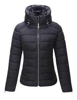 Geschallino Damen Kurzstepp Pufferjacke Trendiger dicker Daunenpolster Luftpolstermantel SS815 Schwarz XL von Geschallino