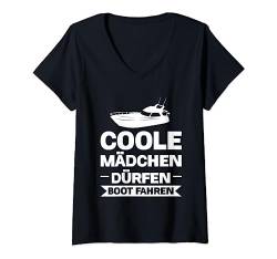 Boot Bootsführerschein Bootsfahrerin T-Shirt mit V-Ausschnitt von Geschenk für Bootsfahrerin & Motorboot